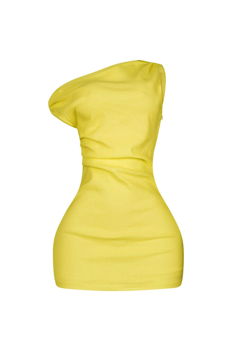 Carmina Asymmetric Off Shoulder Mini Dress